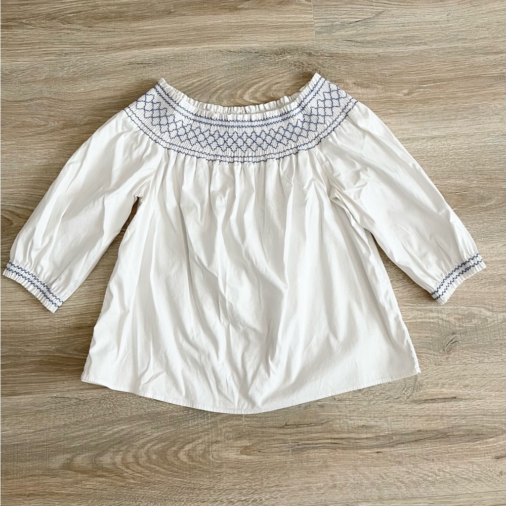Vineyard Vine Embroidered Off Shoulder Blouse